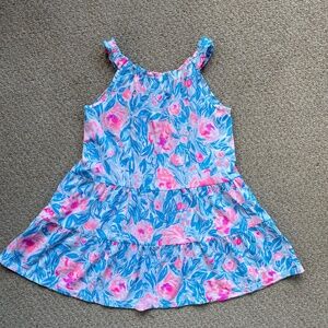 🌺 GIRLS Lilly Pulitzer Tiered Blue and Pink Cotton Sundress Size S (4-5) 🌺
